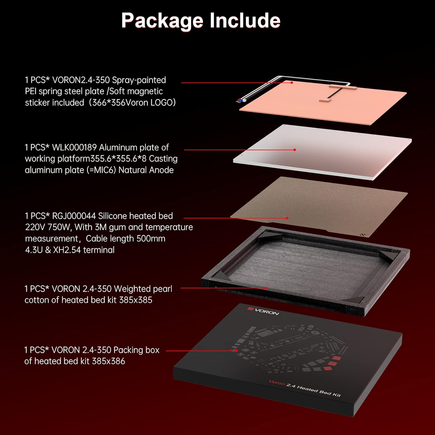 Voron 2.4 Full Set 3D Printer DIY Kits 8 Kits Electronics Cable Fastener Heated Bed Motion Panels Frame CNC