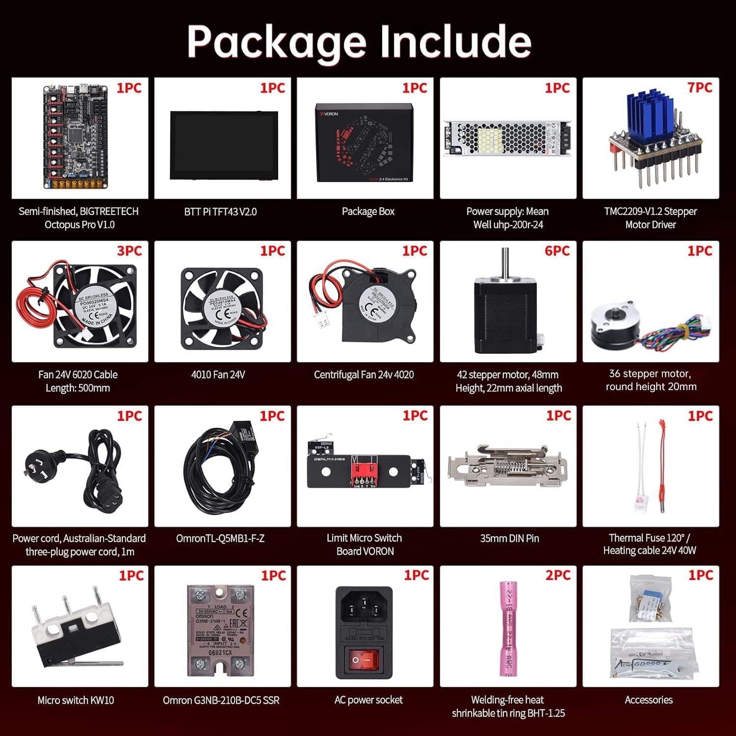 Voron 2.4 Full Set 3D Printer DIY Kits 8 Kits Electronics Cable Fastener Heated Bed Motion Panels Frame CNC